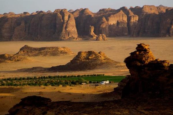 The stone is located in the Saudi Arabian desert. Credit: Aldo Pavan/Getty