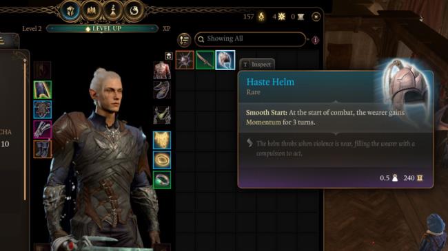 Haste Helm in the inventory menu